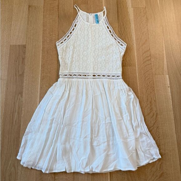 White Halter Sleeveless Mini Sundress - Picture 1 of 7